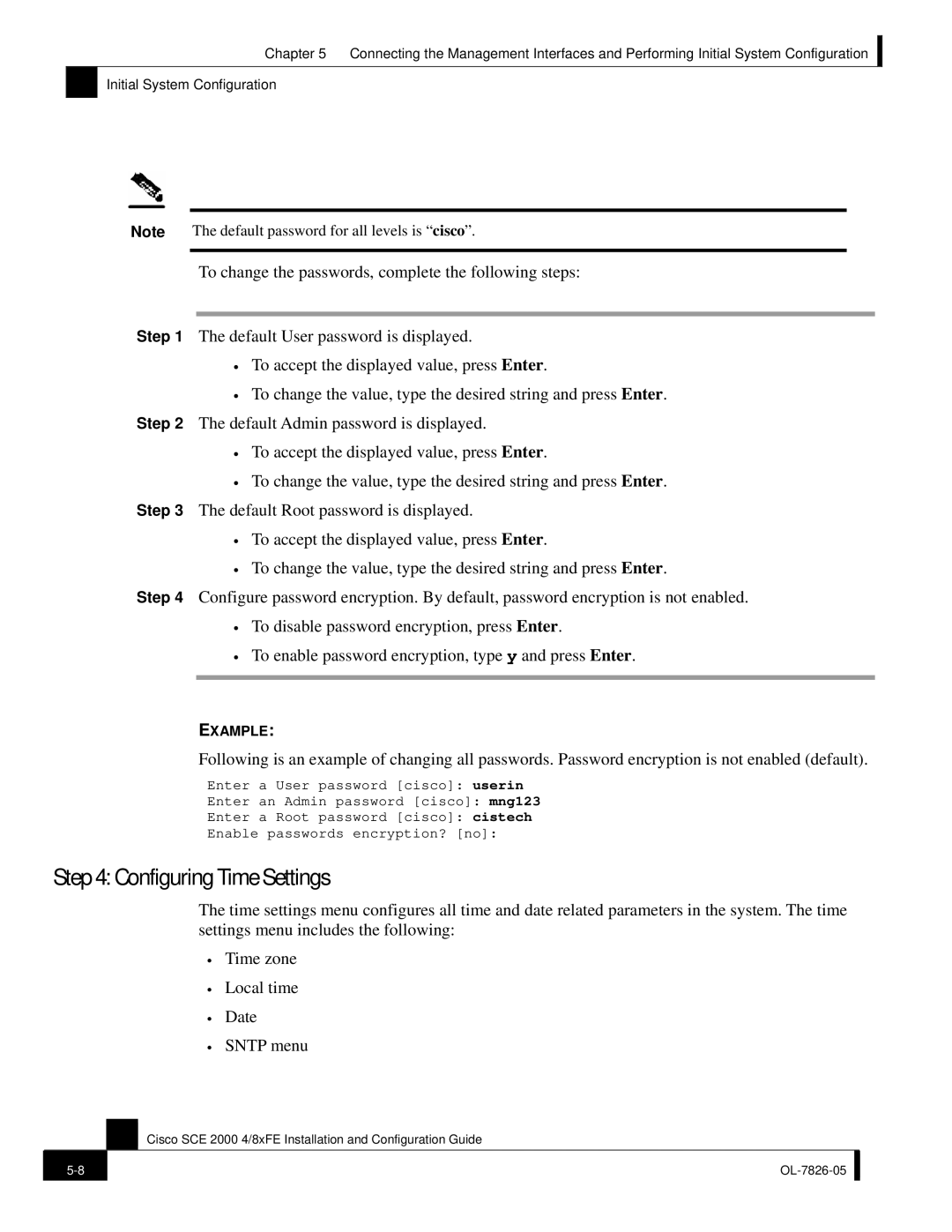 Cisco Systems SCE 2000 4/8xFE manual Configuring Time Settings 