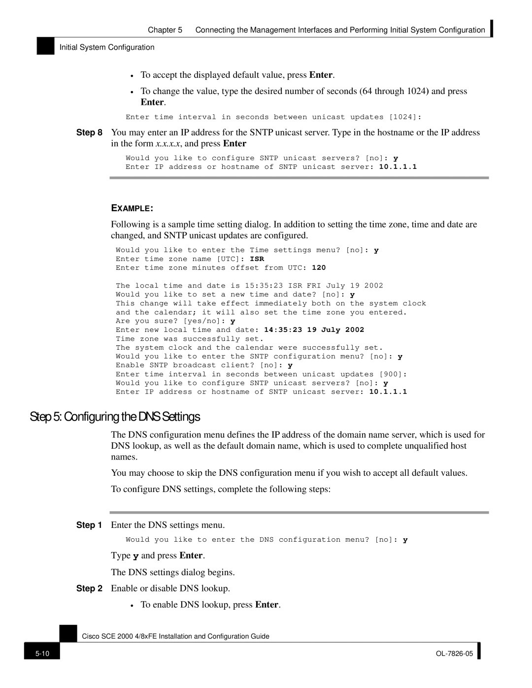 Cisco Systems SCE 2000 4/8xFE manual Configuring the DNS Settings 