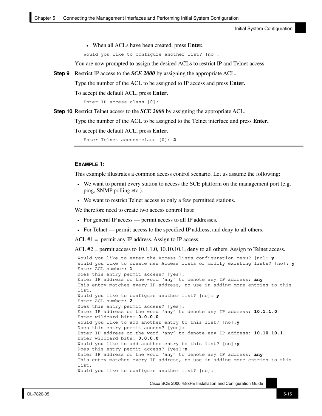 Cisco Systems SCE 2000 4/8xFE manual When all ACLs have been created, press Enter 