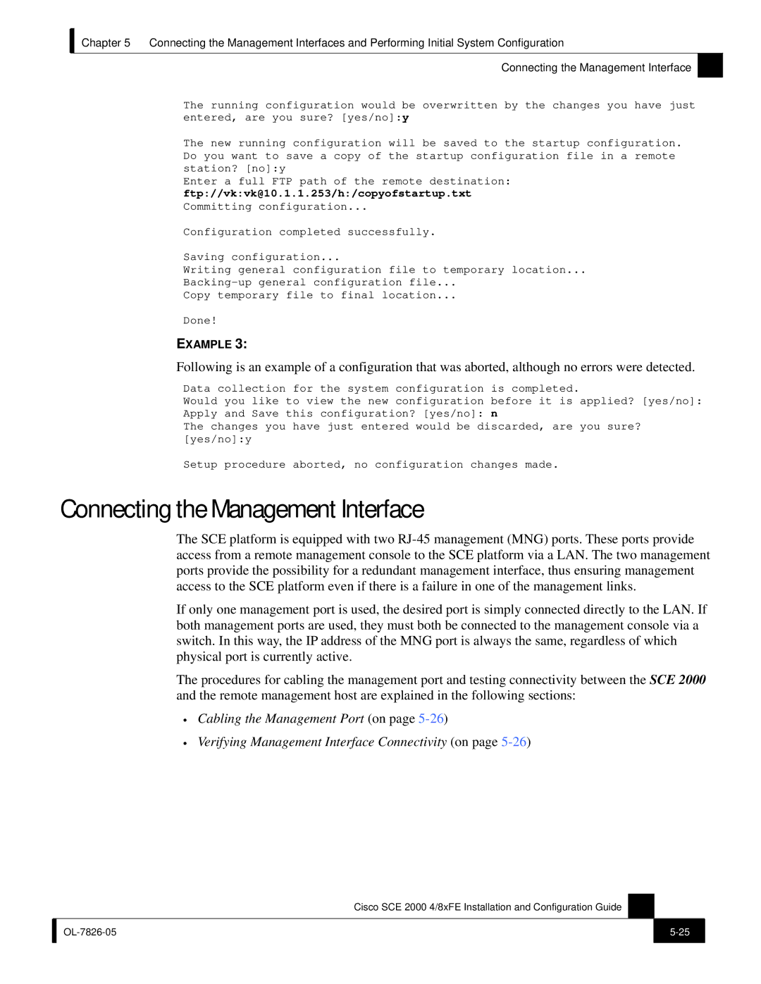 Cisco Systems SCE 2000 4/8xFE manual Connecting the Management Interface 