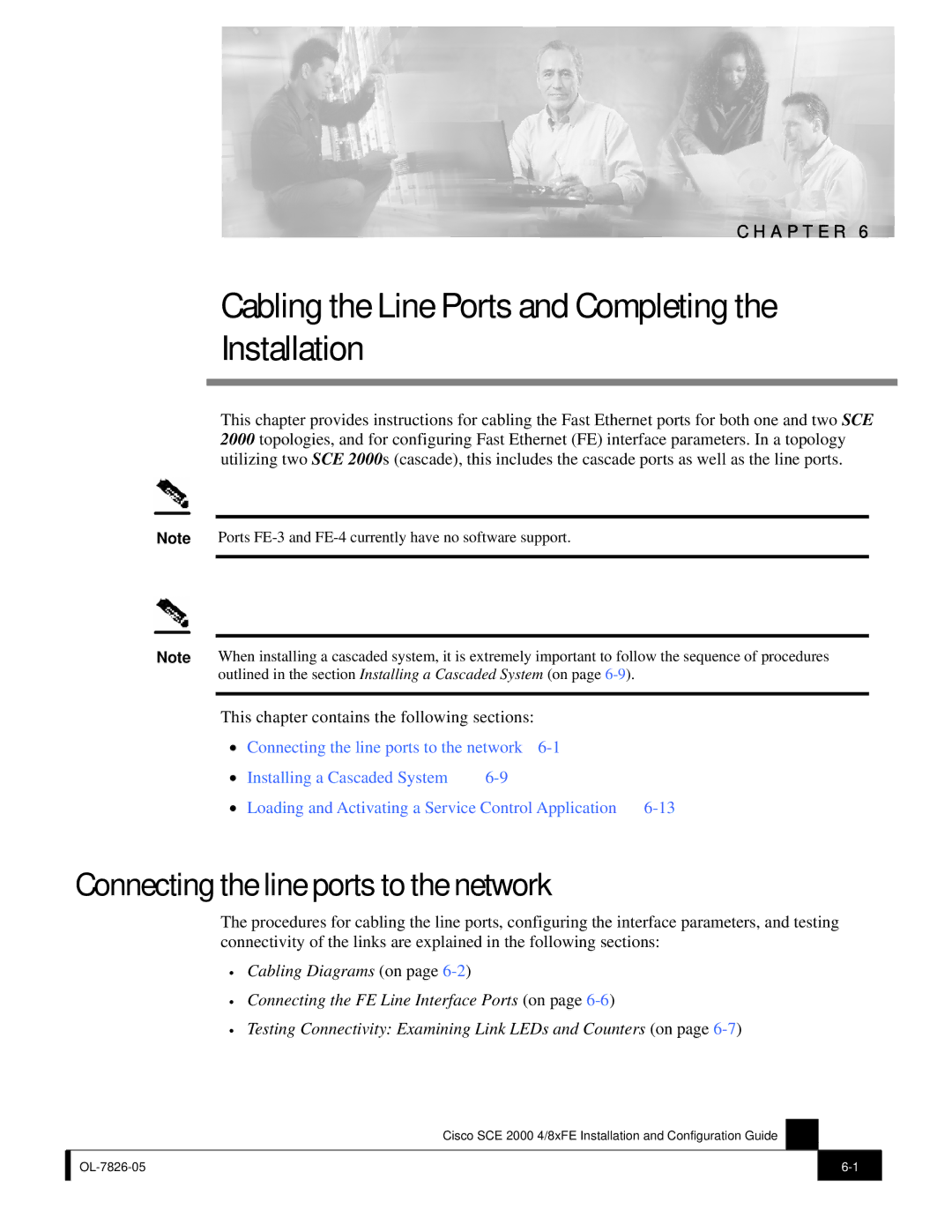 Cisco Systems SCE 2000 4/8xFE Cabling the Line Ports and Completing Installation, Connecting the line ports to the network 