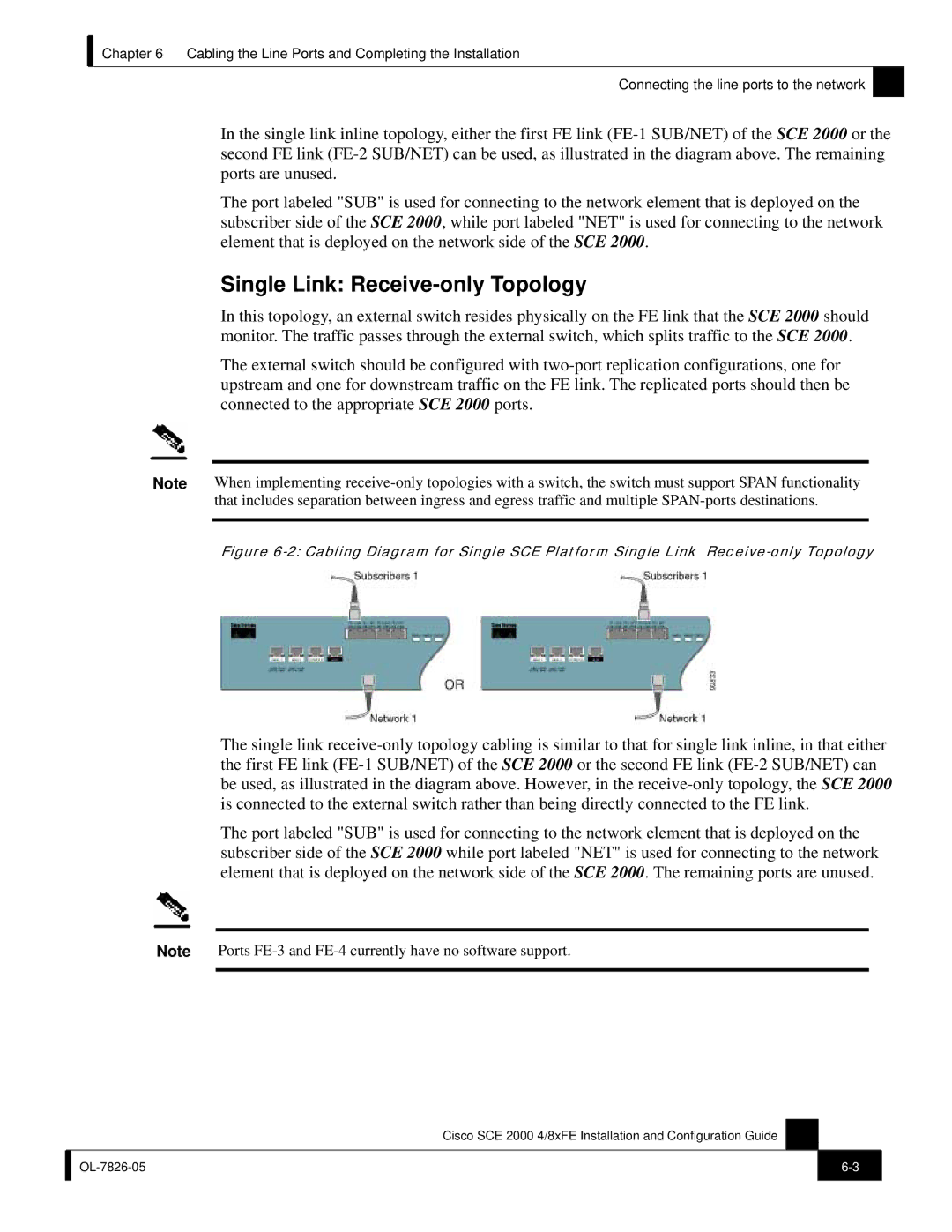 Cisco Systems SCE 2000 4/8xFE manual Single Link Receive-only Topology 