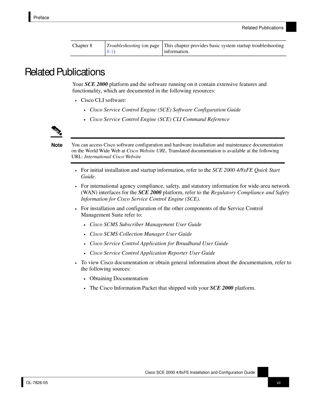 Cisco Systems SCE 2000 4/8xFE manual Related Publications 