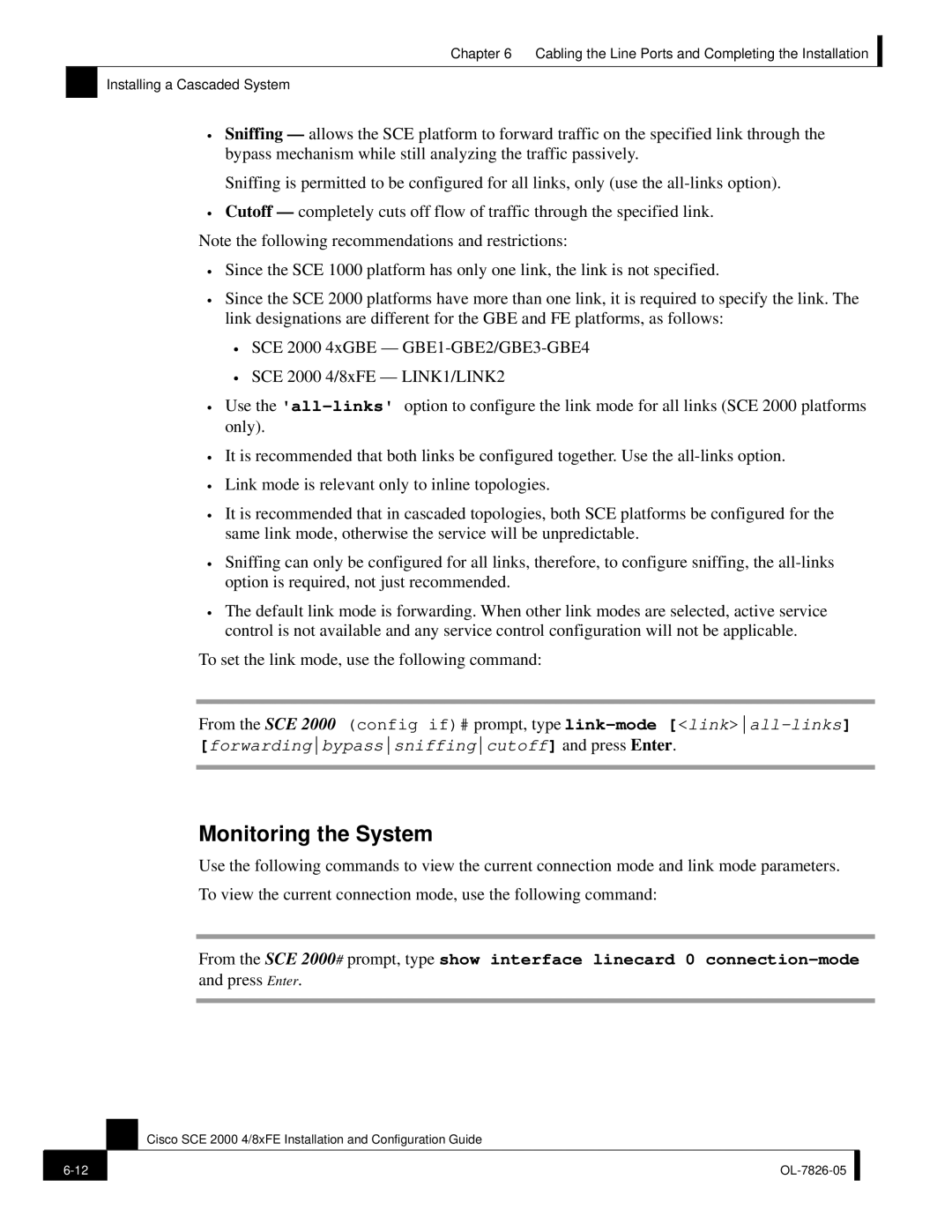 Cisco Systems SCE 2000 4/8xFE manual Monitoring the System 