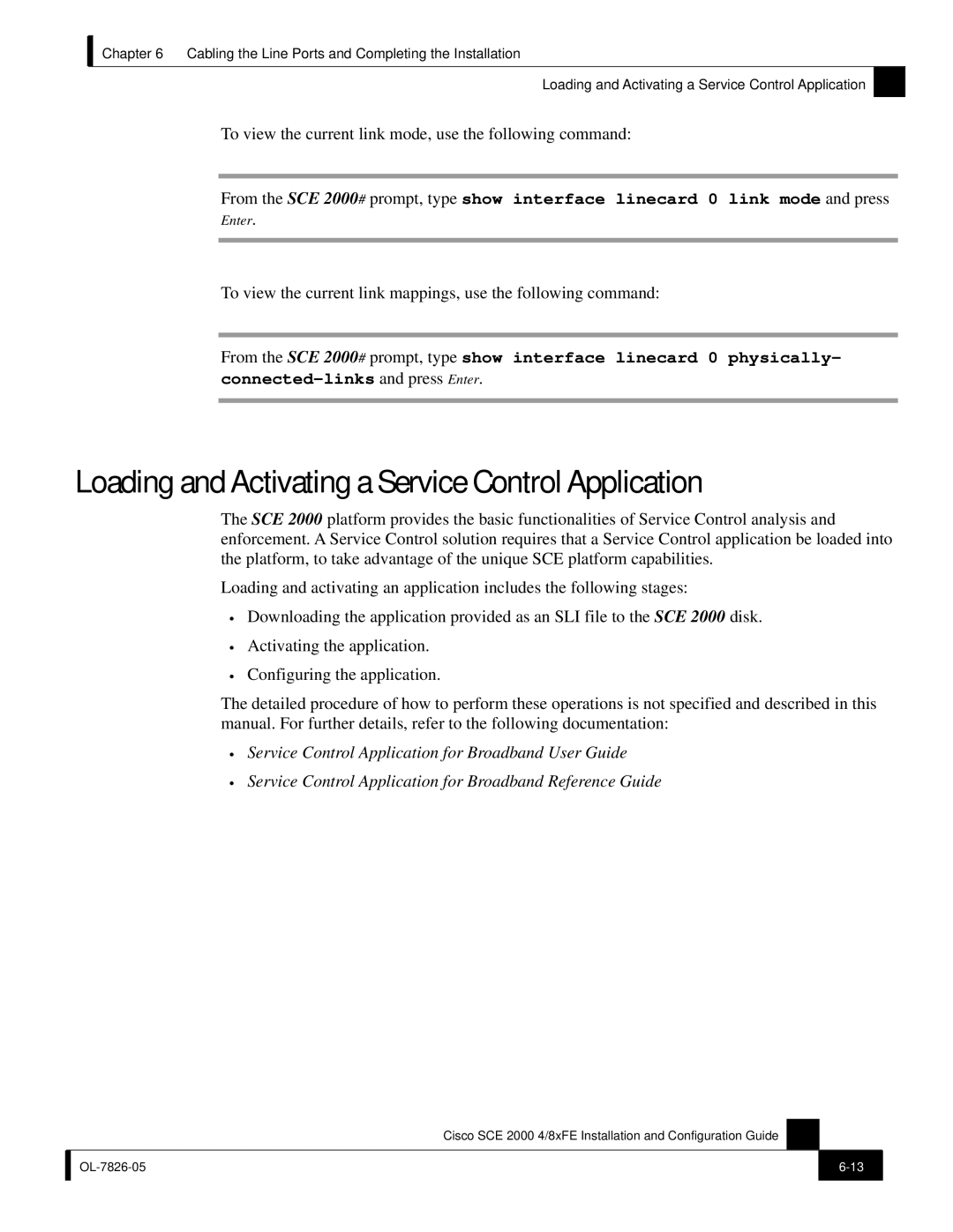 Cisco Systems SCE 2000 4/8xFE manual Loading and Activating a Service Control Application 