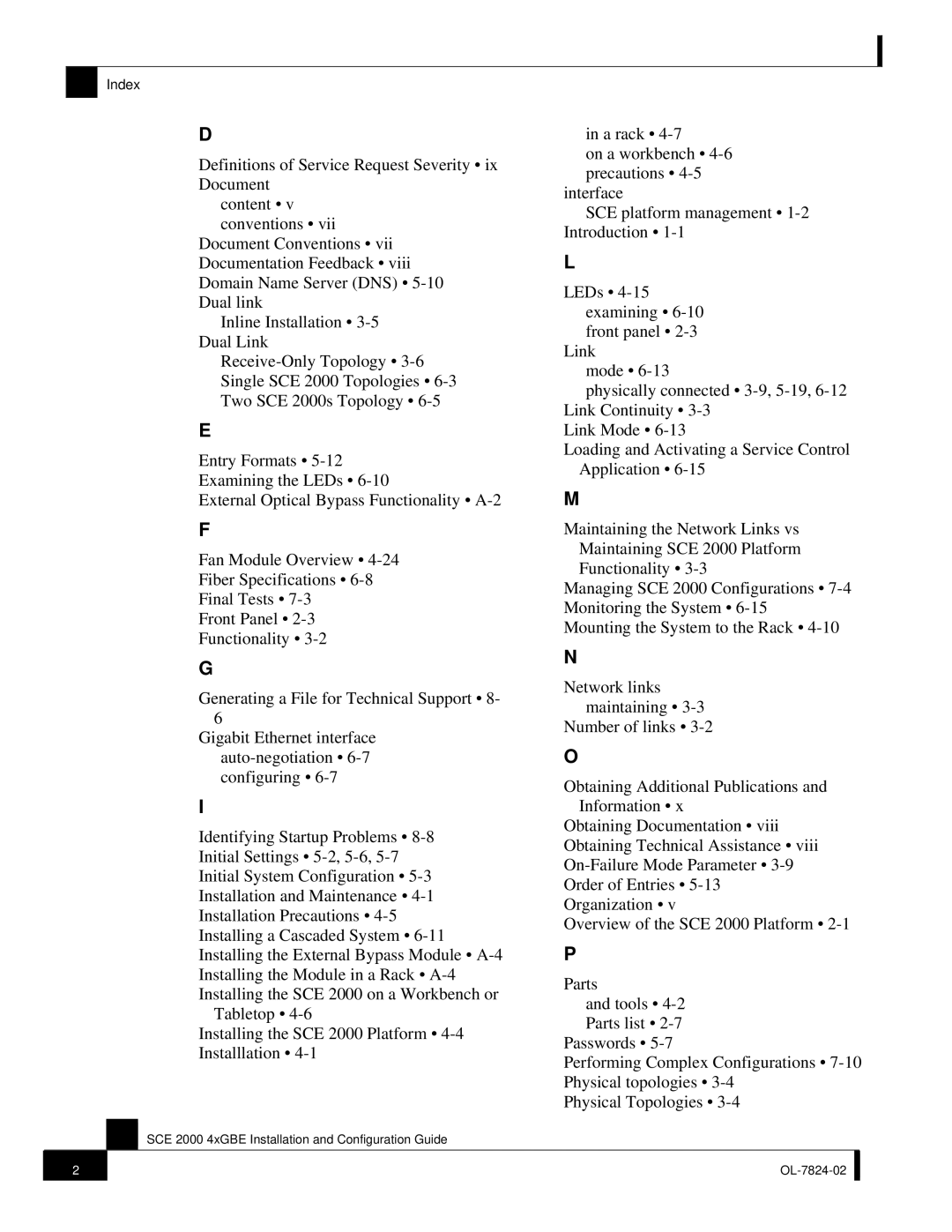 Cisco Systems SCE 2000 4xGBE manual Index 