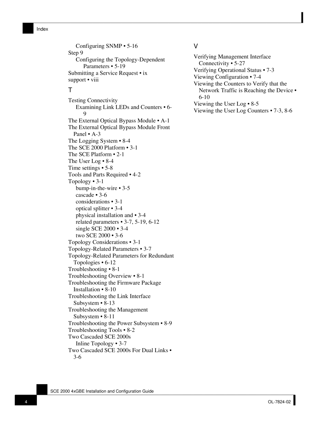 Cisco Systems SCE 2000 4xGBE manual Index 