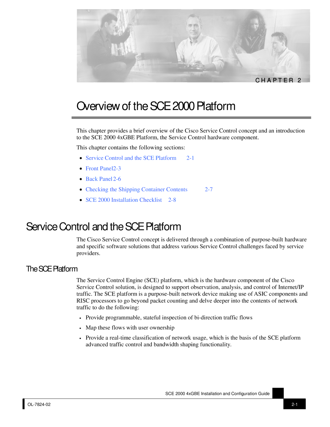 Cisco Systems SCE 2000 4xGBE manual Service Control and the SCE Platform 