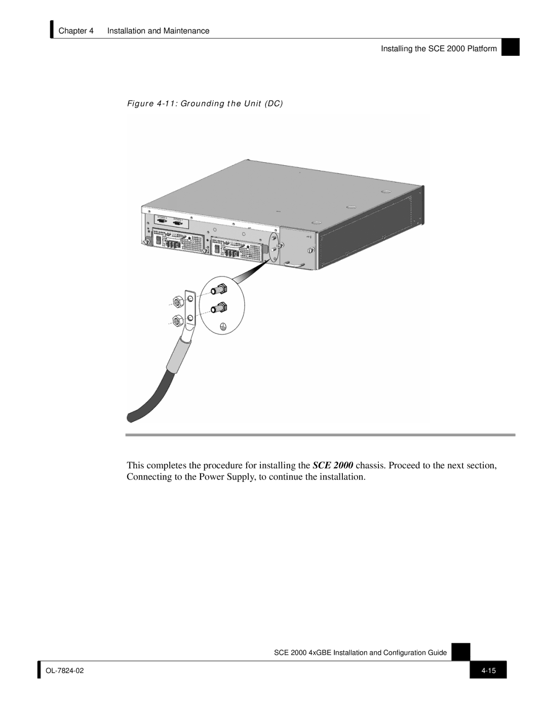 Cisco Systems SCE 2000 4xGBE manual Grounding the Unit DC 