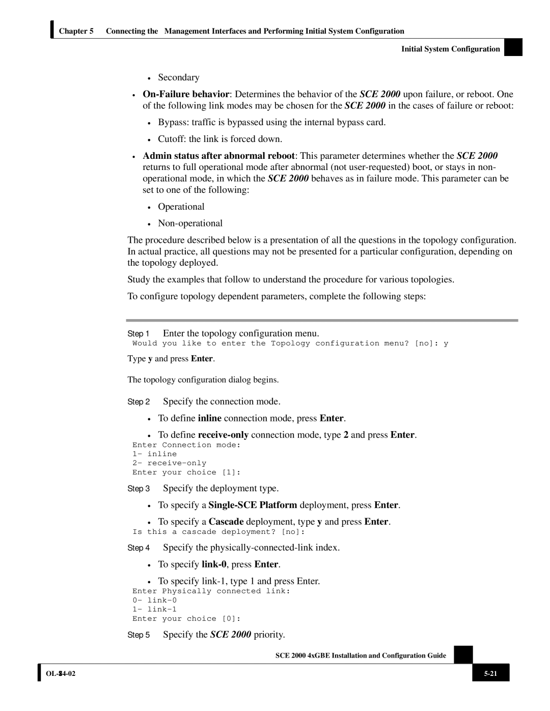 Cisco Systems SCE 2000 4xGBE manual Specify the SCE 2000 priority 