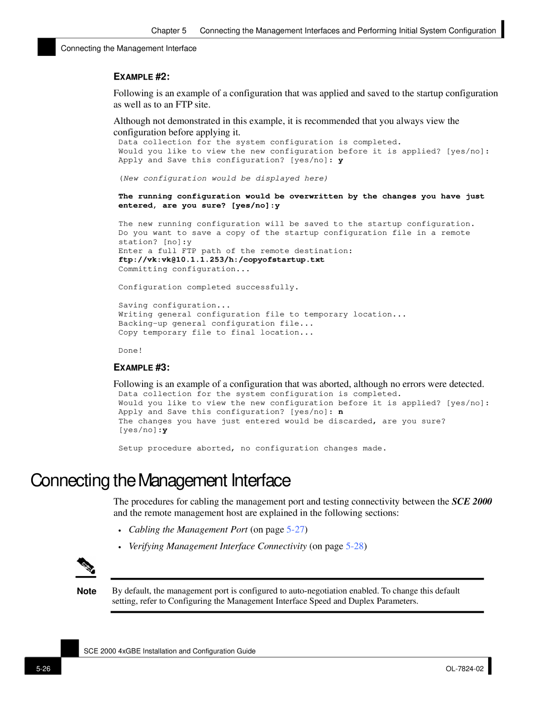 Cisco Systems SCE 2000 4xGBE manual Connecting the Management Interface 