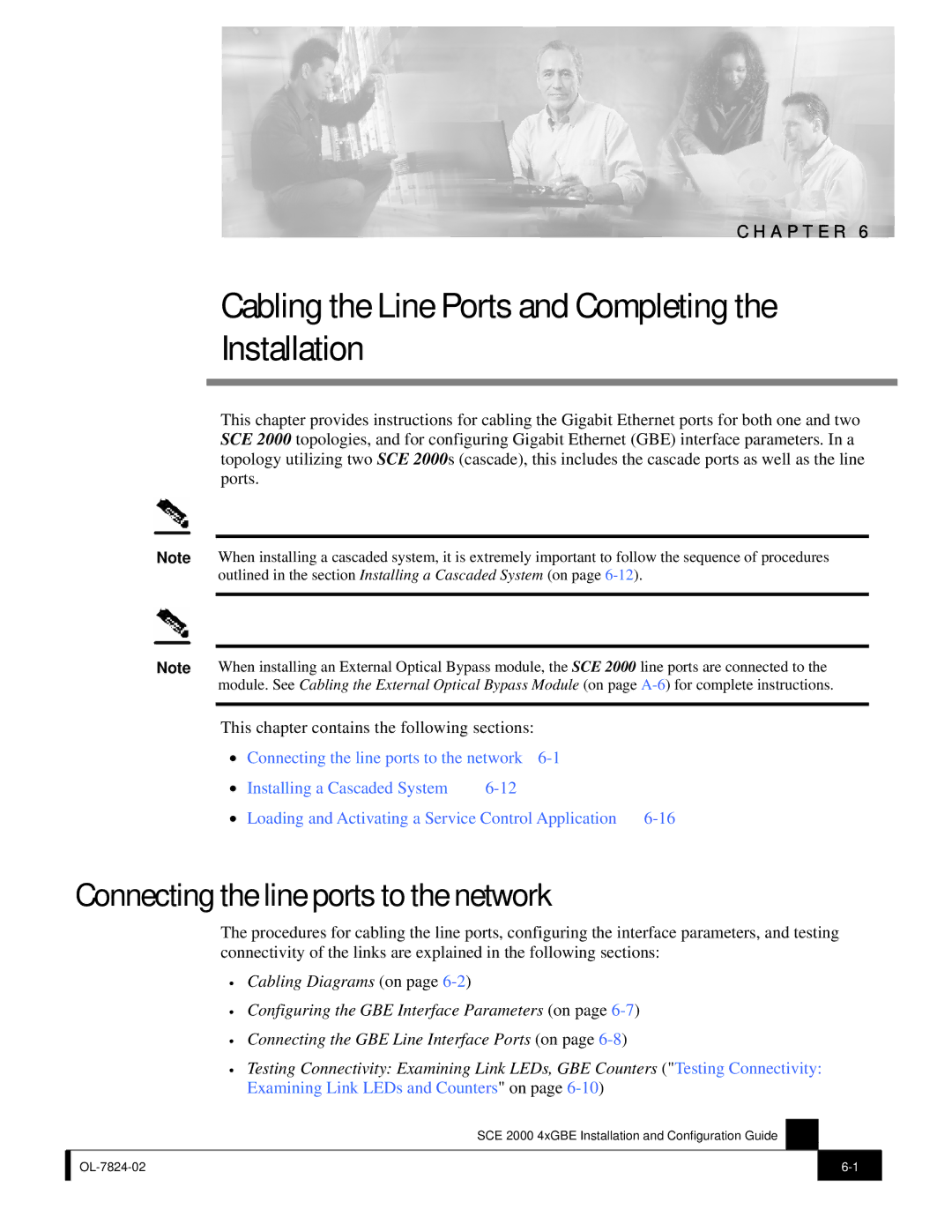 Cisco Systems SCE 2000 4xGBE manual Cabling the Line Ports and Completing the Installation 