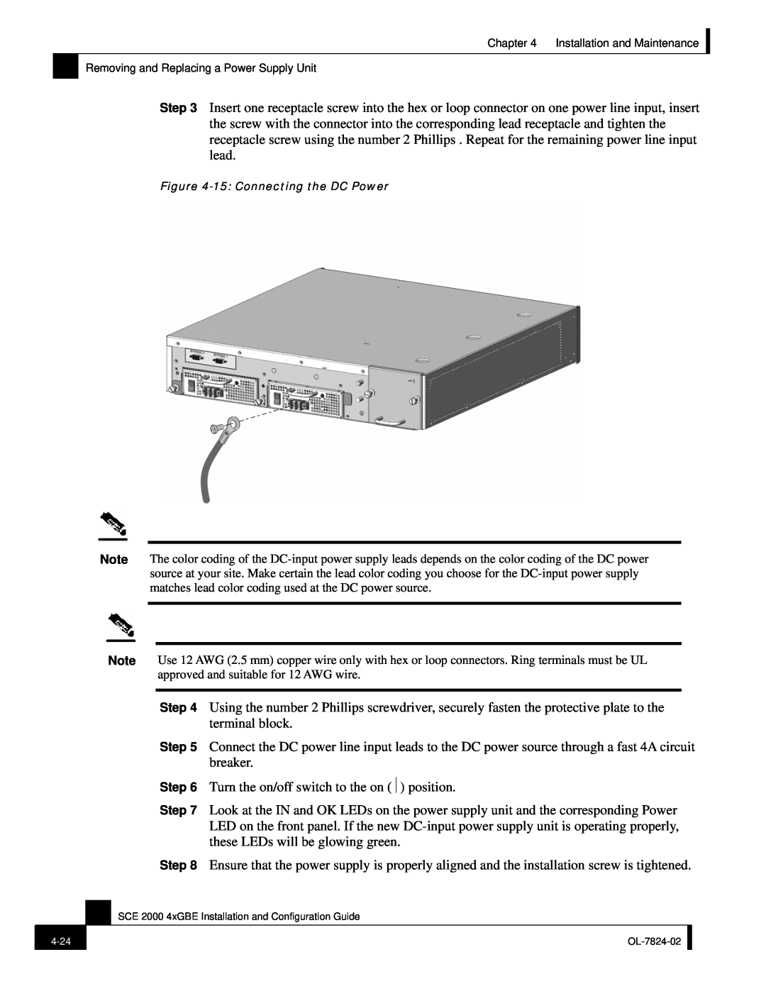 Cisco Systems SCE 2000 4xGBE manual Turn the on/off switch to the on position 