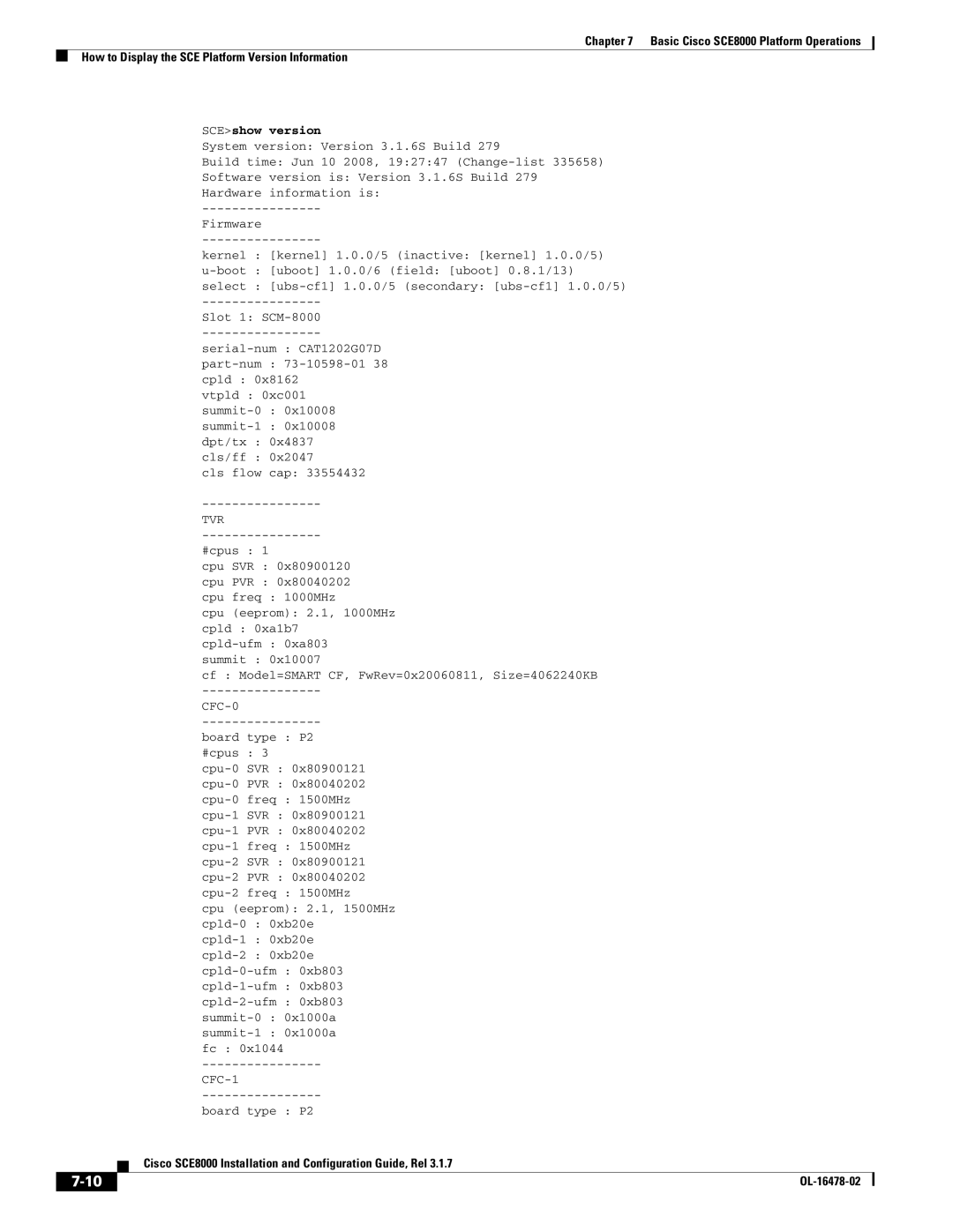 Cisco Systems SCE8000 manual SCEshow version 