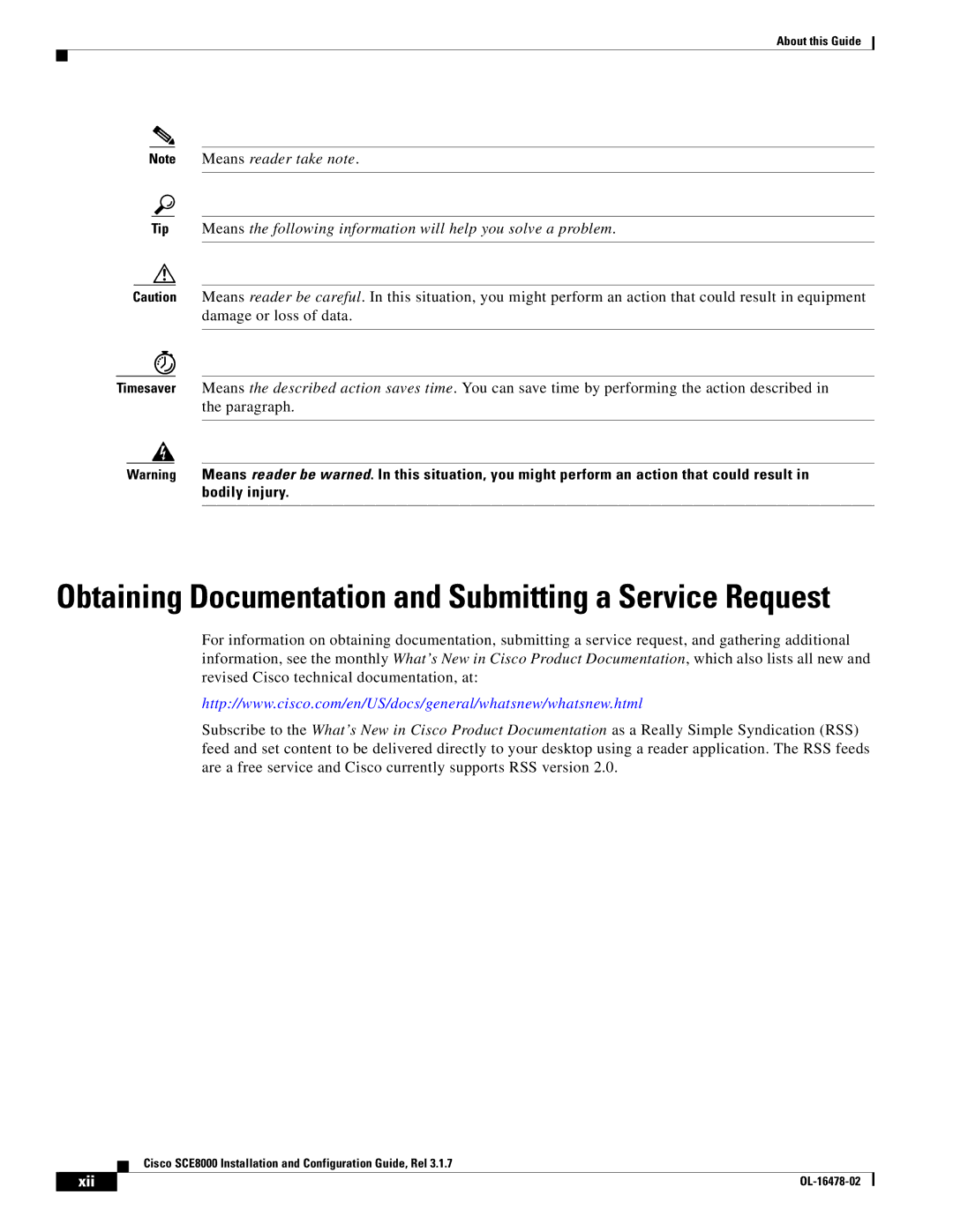 Cisco Systems SCE8000 manual Obtaining Documentation and Submitting a Service Request 