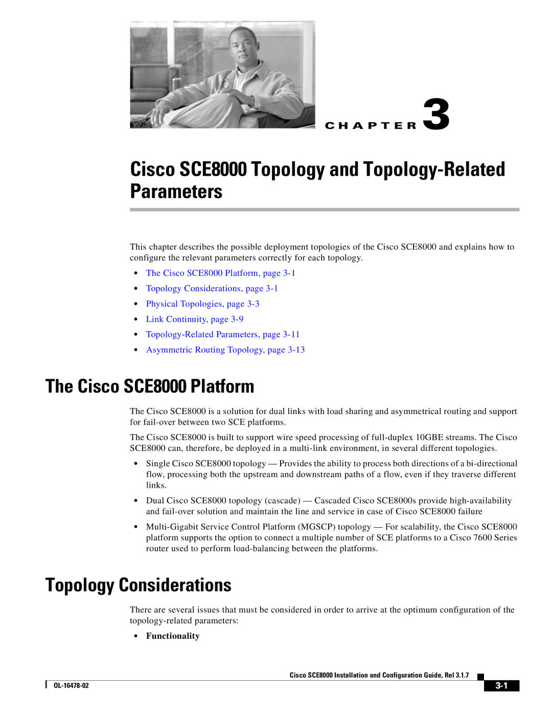 Cisco Systems manual Cisco SCE8000 Platform, Topology Considerations, Functionality 