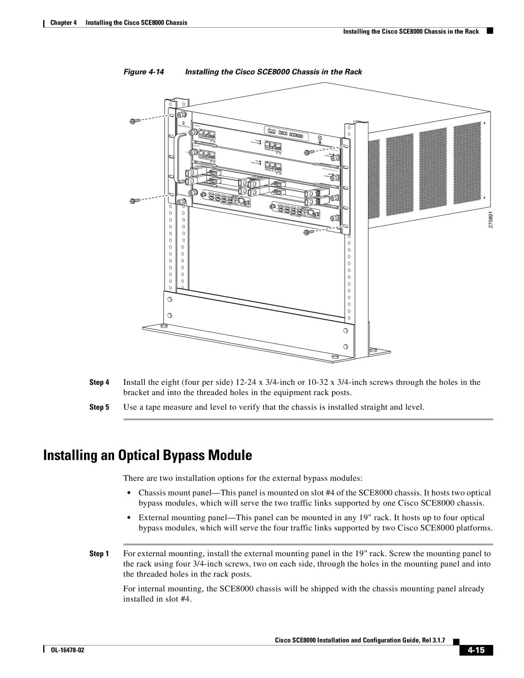 Cisco Systems SCE8000 manual Installing an Optical Bypass Module, Tatus 