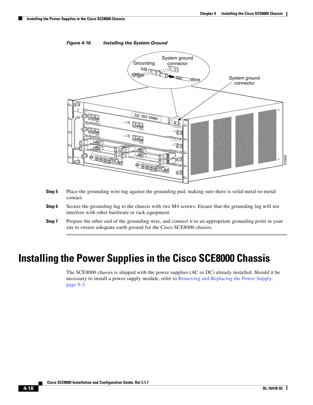 Cisco Systems manual Installing the Power Supplies in the Cisco SCE8000 Chassis 