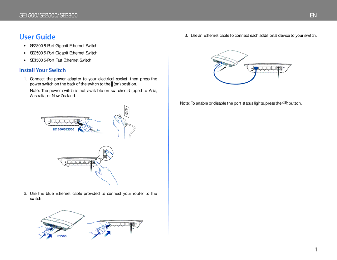 Cisco Systems SE2800, SE2500, SE1500NP manual do utilizador User Guide, Install Your Switch 