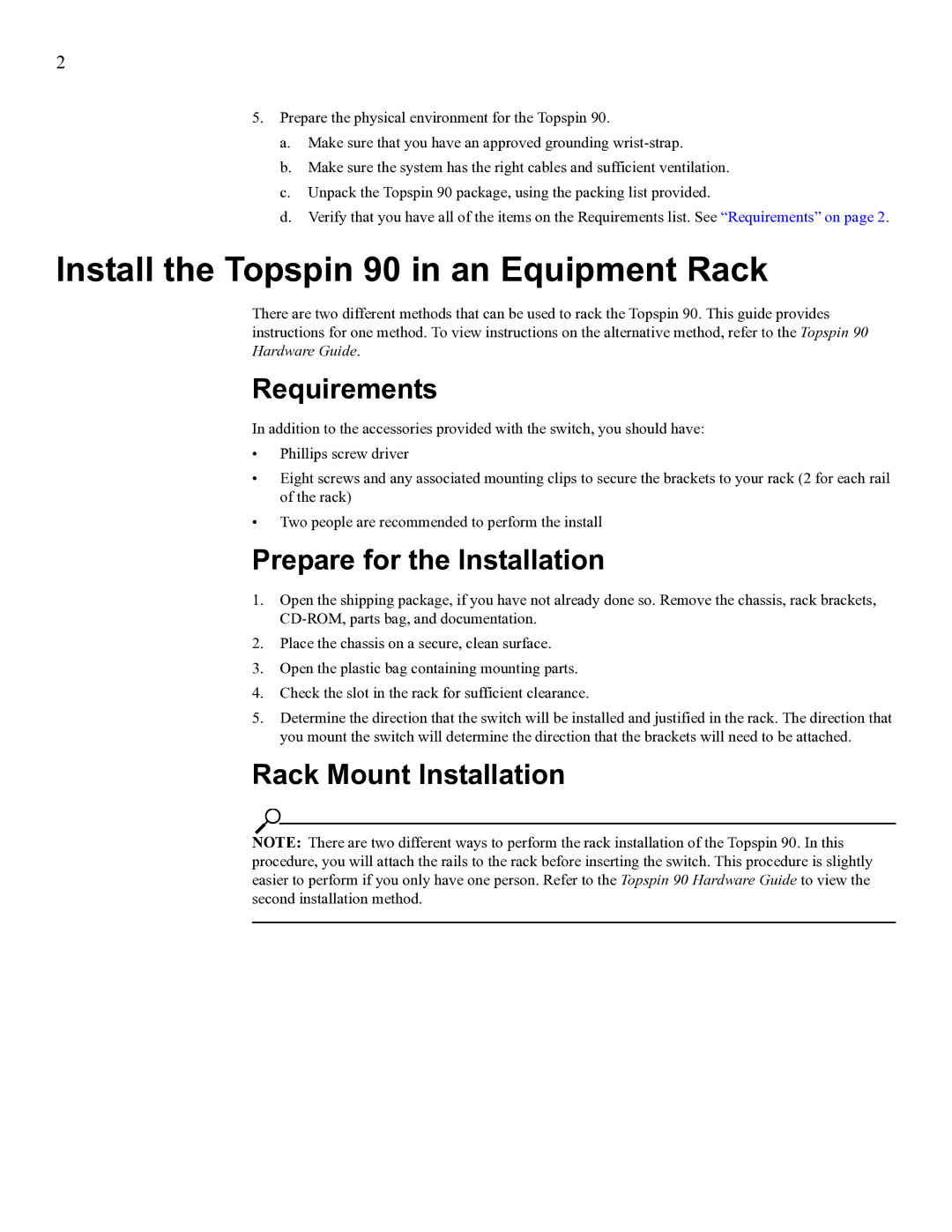 Cisco Systems SFS 3001 quick start Install the Topspin 90 in an Equipment Rack, Requirements, Prepare for the Installation 