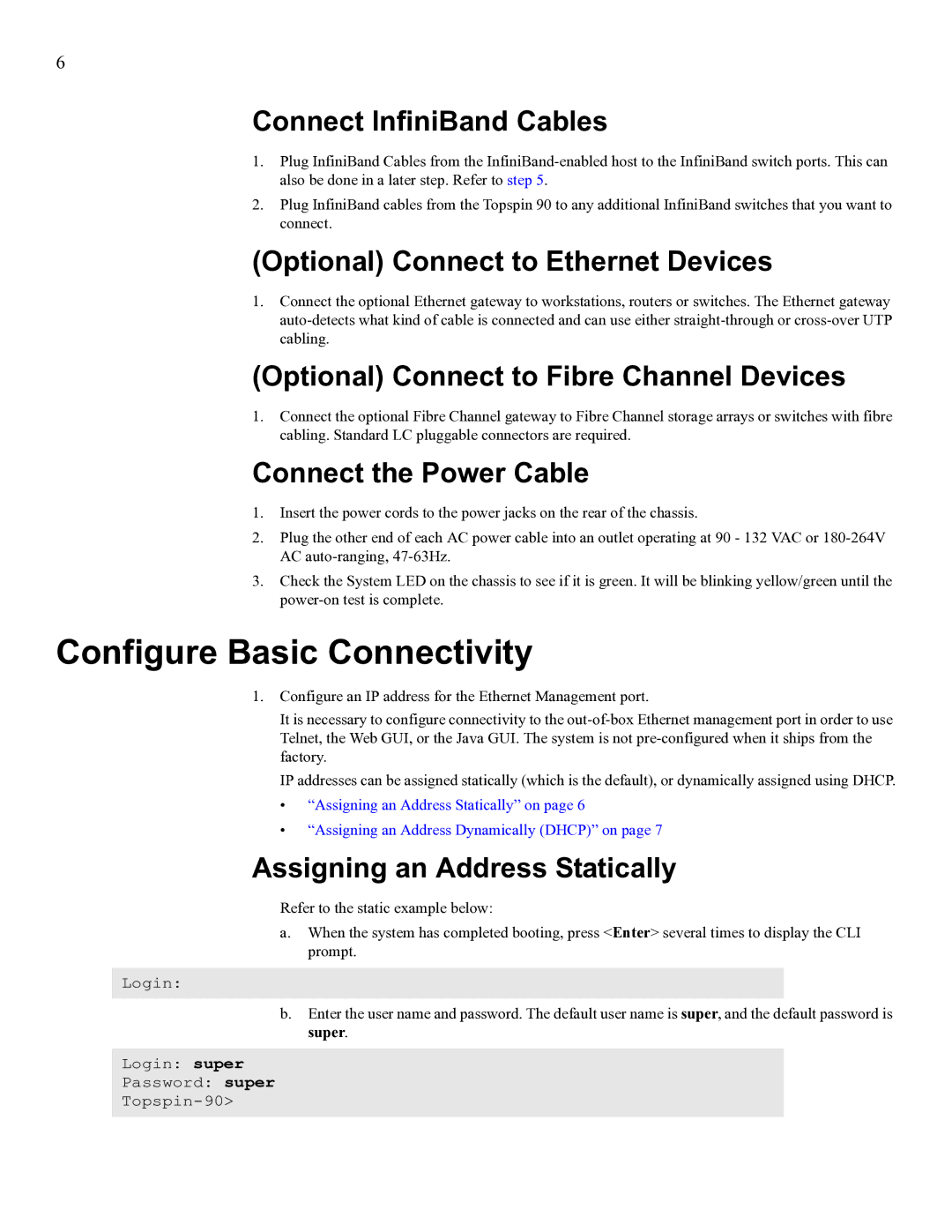 Cisco Systems SFS 3001 quick start Configure Basic Connectivity 