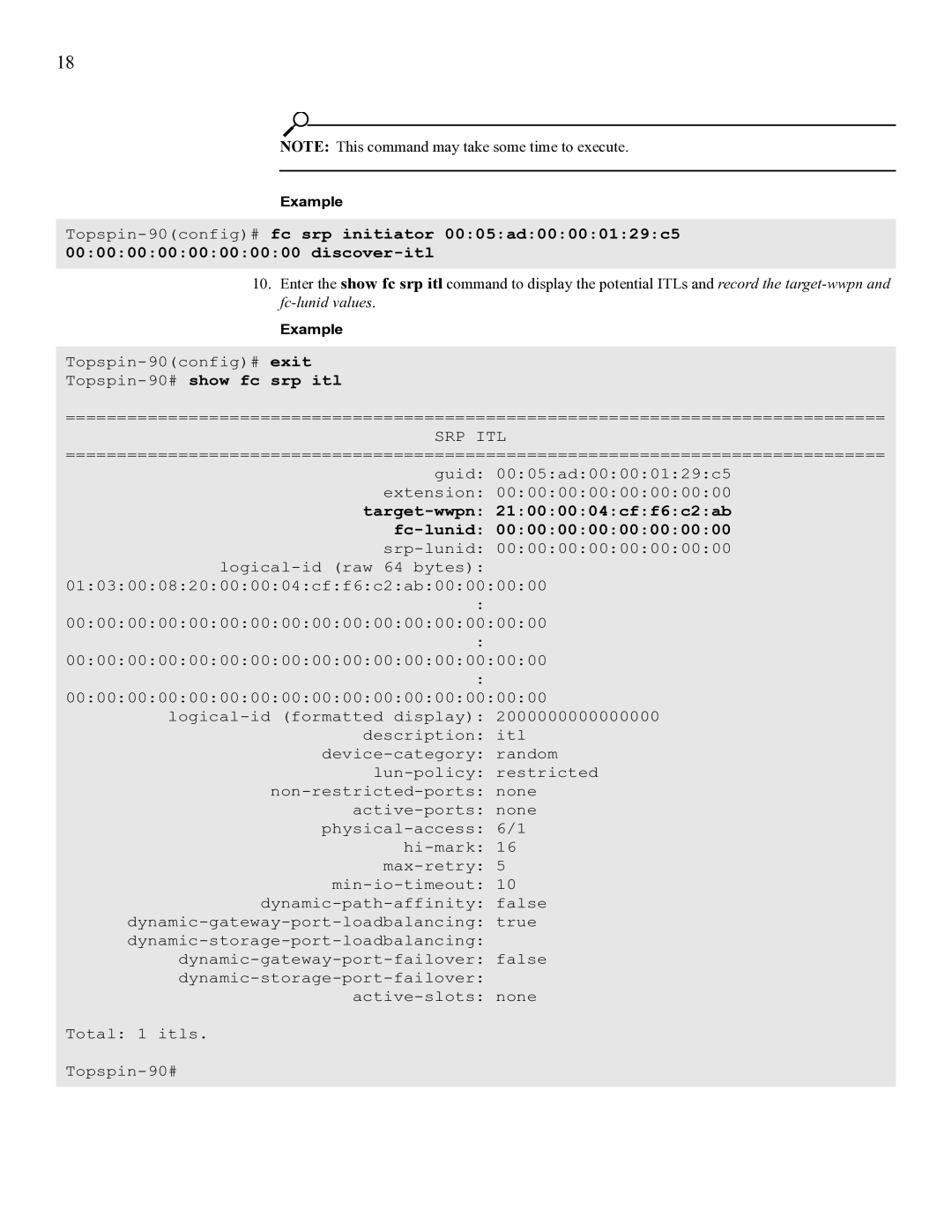 Cisco Systems SFS 3001 quick start Topspin-90#show fc srp itl, Srp Itl 