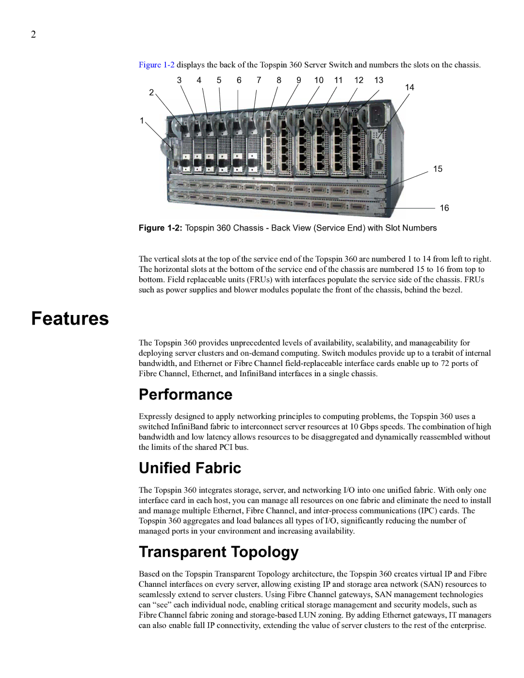 Cisco Systems SFS 3012 manual Features, Performance, Unified Fabric, Transparent Topology 