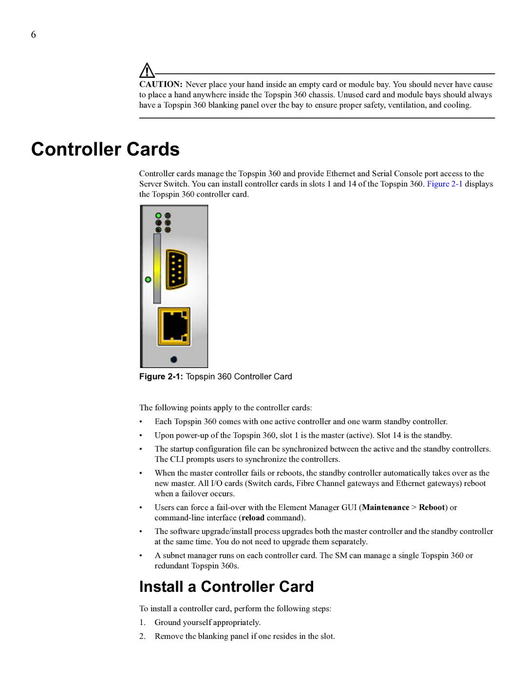 Cisco Systems SFS 3012 manual Controller Cards, Install a Controller Card 