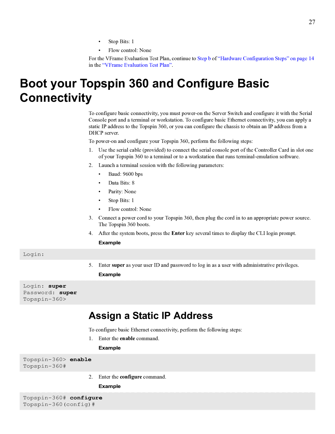 Cisco Systems SFS 3012 manual Boot your Topspin 360 and Configure Basic Connectivity, Assign a Static IP Address 