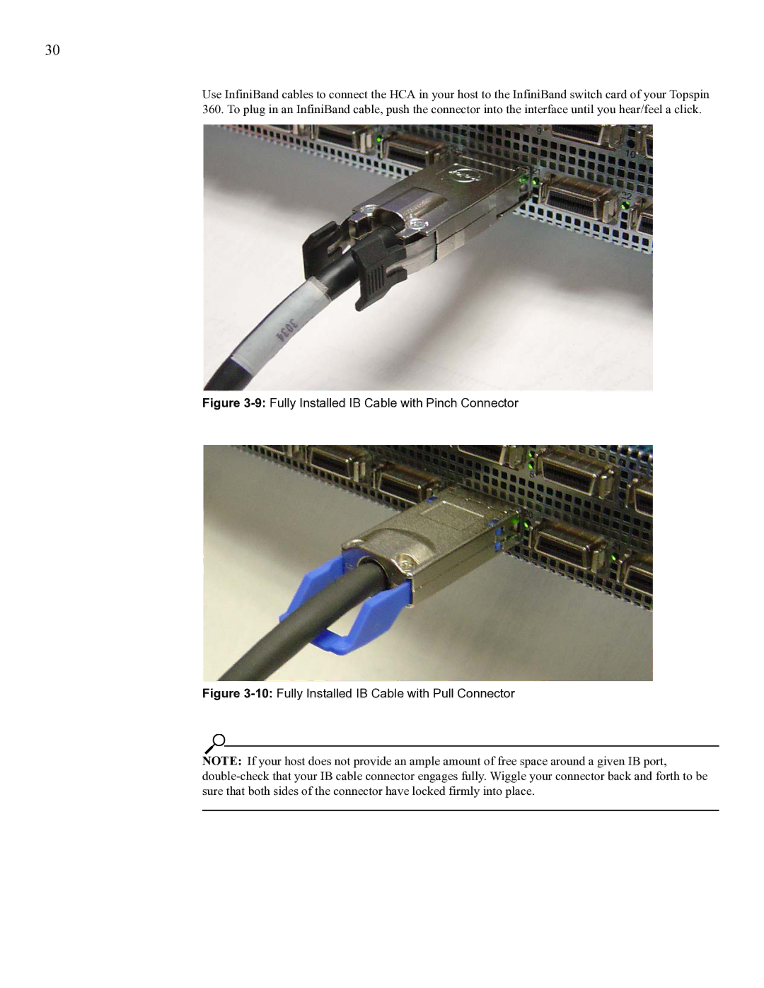 Cisco Systems SFS 3012 manual 9Fully Installed IB Cable with Pinch Connector 