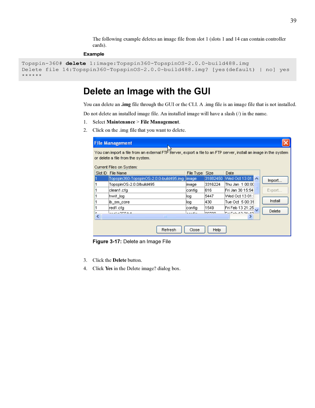 Cisco Systems SFS 3012 manual Delete an Image with the GUI, Select Maintenance File Management 