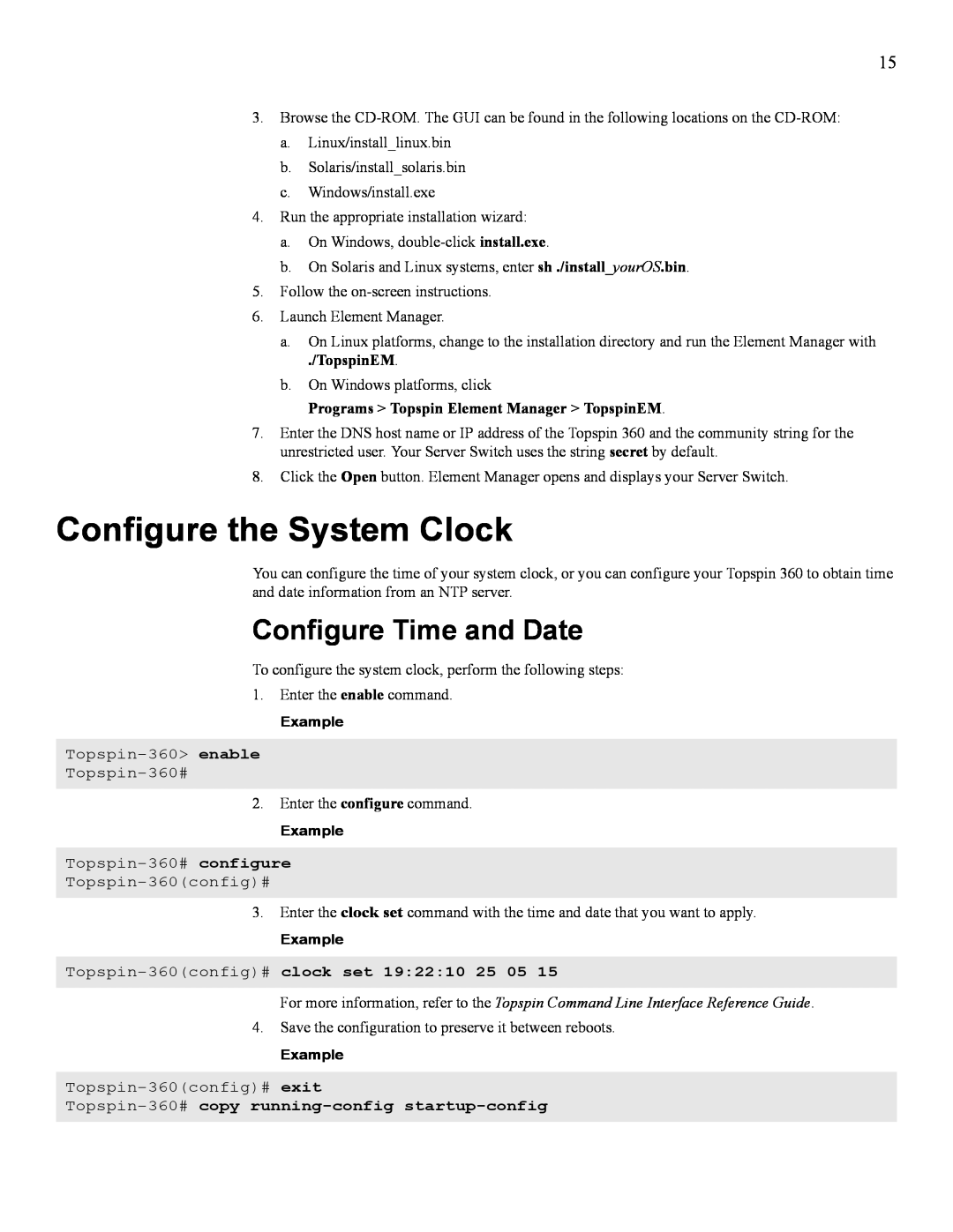 Cisco Systems SFS 3012 quick start Configure the System Clock, Configure Time and Date, TopspinEM 