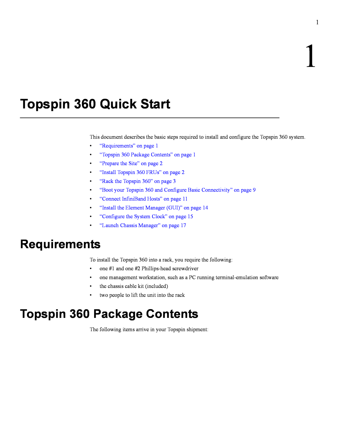 Cisco Systems SFS 3012 quick start Topspin 360 Quick Start, Requirements, Topspin 360 Package Contents 