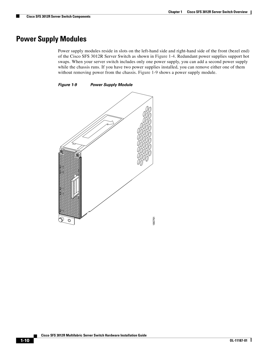 Cisco Systems SFS 3012R manual Power Supply Modules 