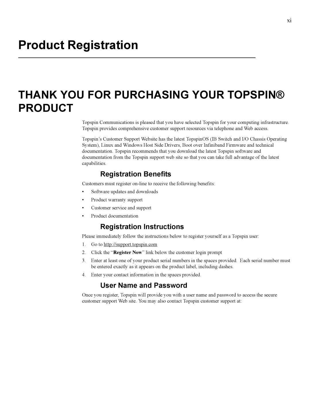 Cisco Systems SFS 7000 quick start Product Registration, Thank YOU for Purchasing Your Topspin Product 