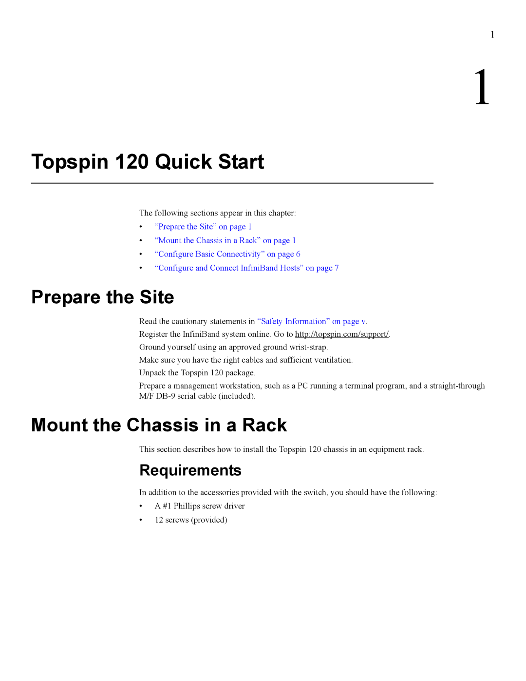 Cisco Systems SFS 7000 quick start Topspin 120 Quick Start, Prepare the Site, Mount the Chassis in a Rack 