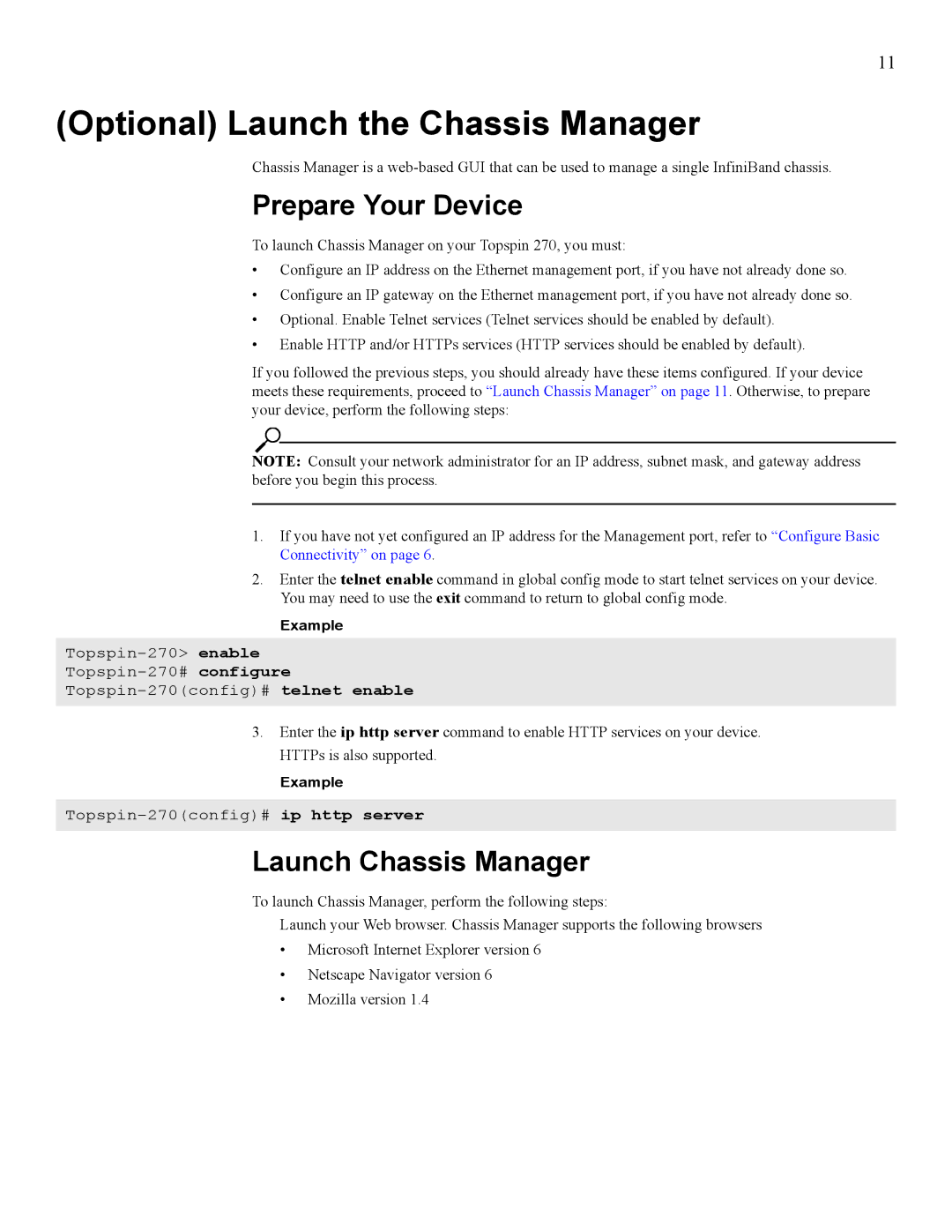 Cisco Systems SFS 7000 quick start Optional Launch the Chassis Manager, Prepare Your Device 