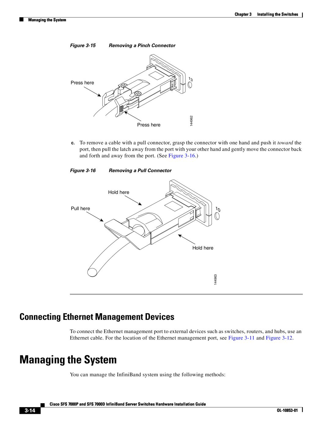 Cisco Systems SFS 7000P, SFS 7000D manual Managing the System, Connecting Ethernet Management Devices, 3-14 