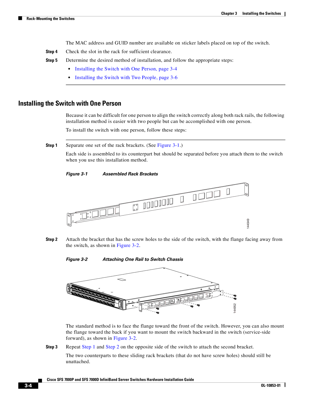 Cisco Systems SFS 7000P, SFS 7000D manual Installing the Switch with One Person 