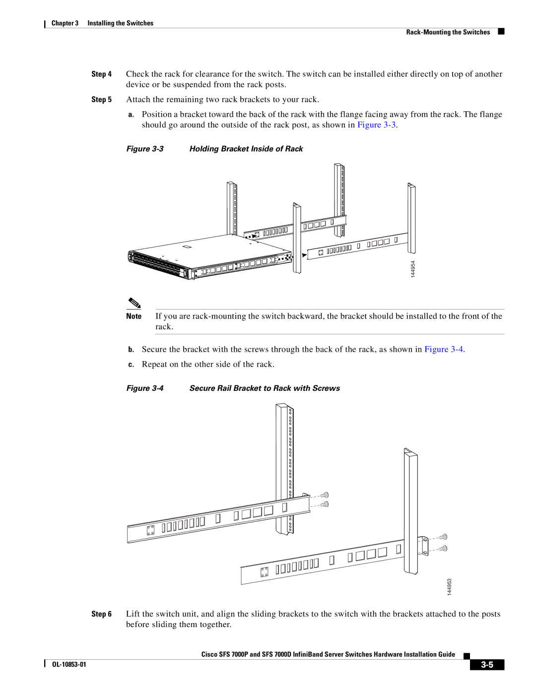 Cisco Systems SFS 7000D, SFS 7000P manual Holding Bracket Inside of Rack 