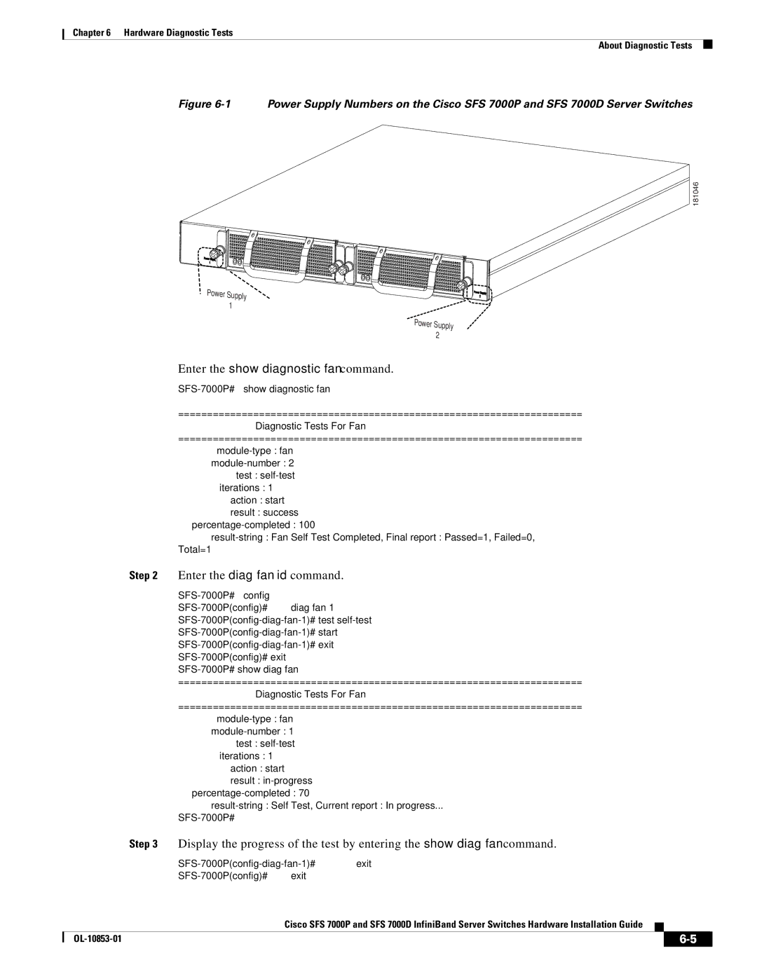 Cisco Systems SFS 7000D, SFS 7000P manual Enter the diag fan id command, SFS-7000P#show diagnostic fan 