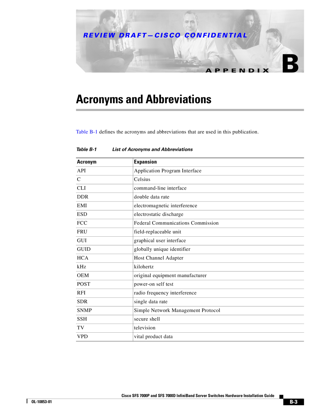 Cisco Systems SFS 7000D, SFS 7000P manual Acronyms and Abbreviations, Acronym Expansion 