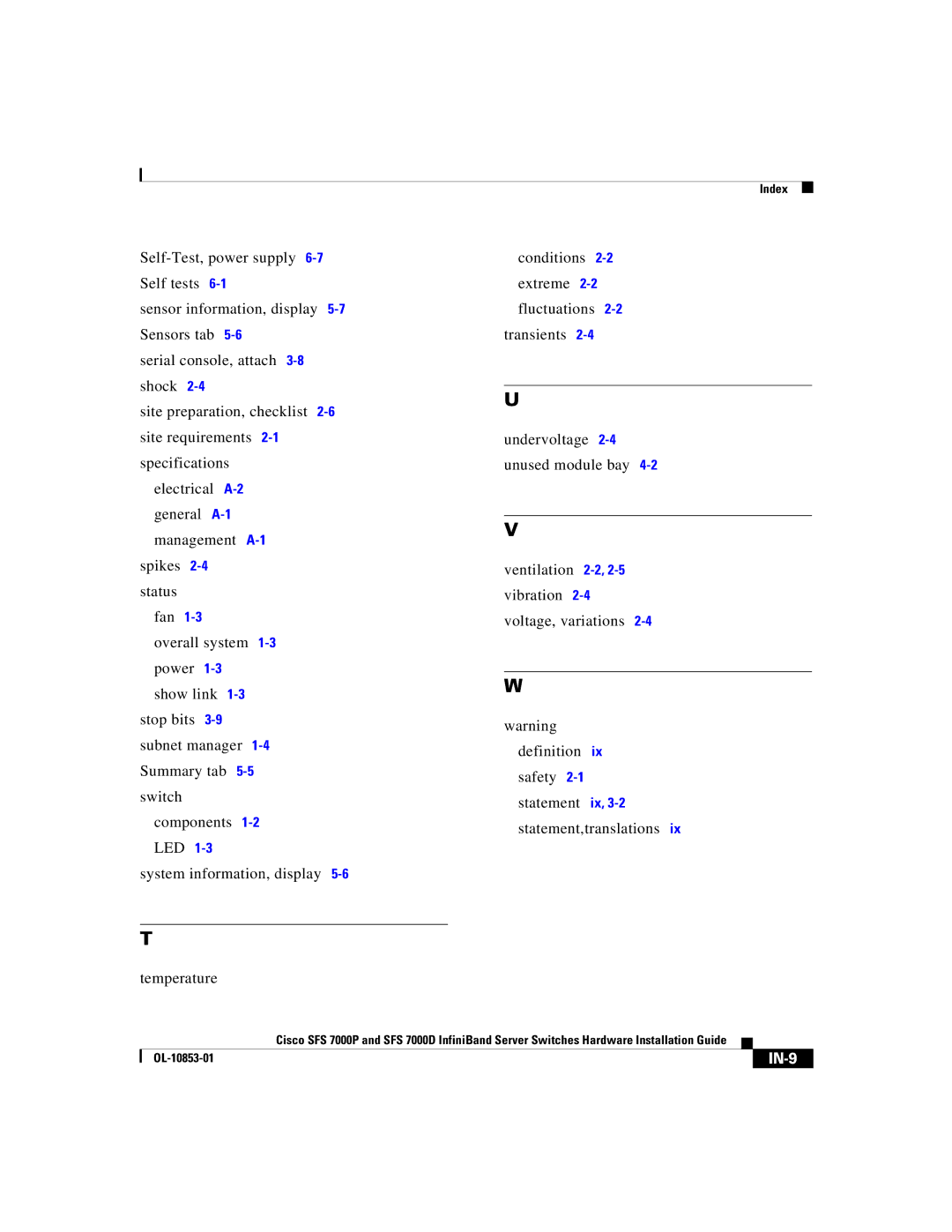 Cisco Systems SFS 7000D, SFS 7000P manual IN-9 