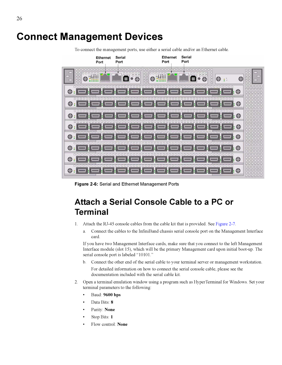 Cisco Systems SFS 7008 manual Connect Management Devices, Attach a Serial Console Cable to a PC or Terminal 