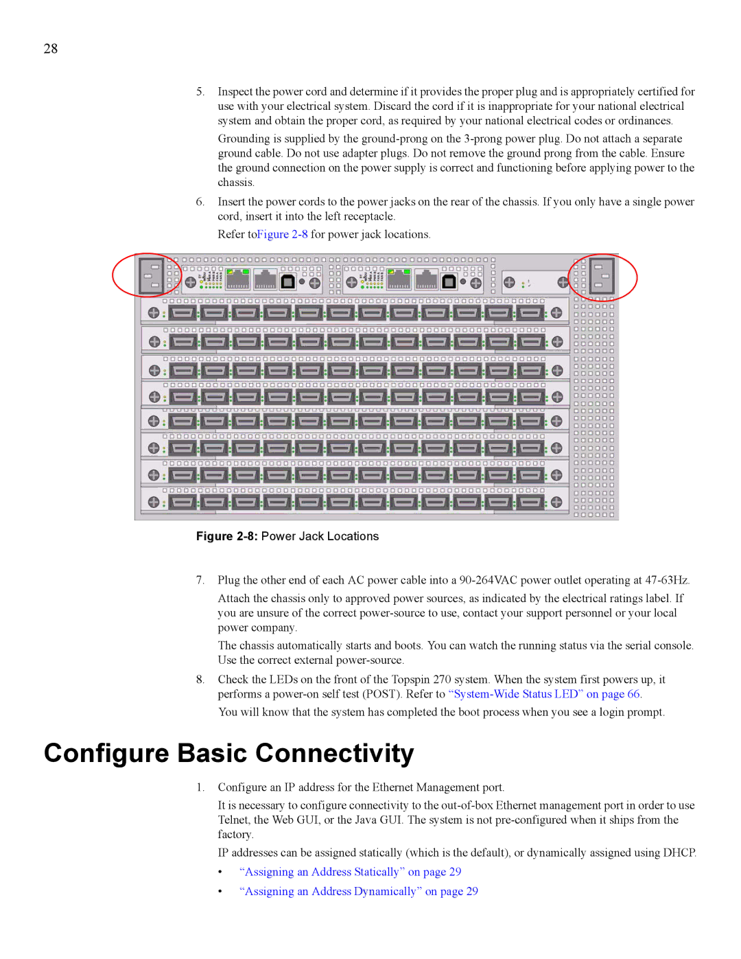 Cisco Systems SFS 7008 manual Configure Basic Connectivity, 8Power Jack Locations 