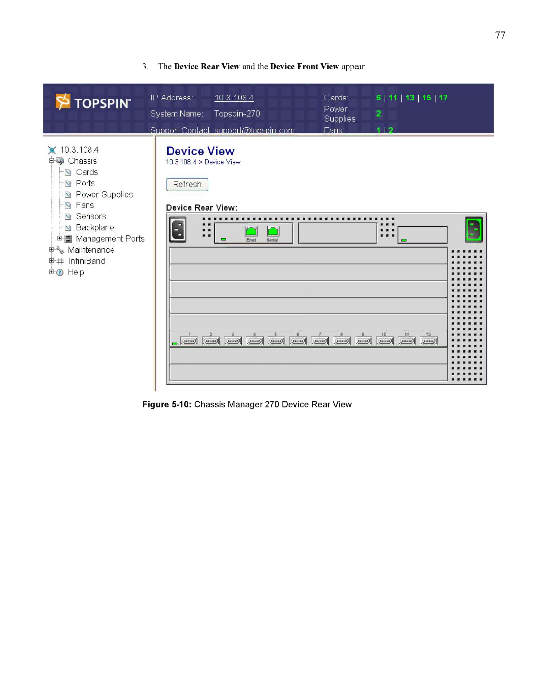 Cisco Systems SFS 7008 manual Device Rear View and the Device Front View appear 