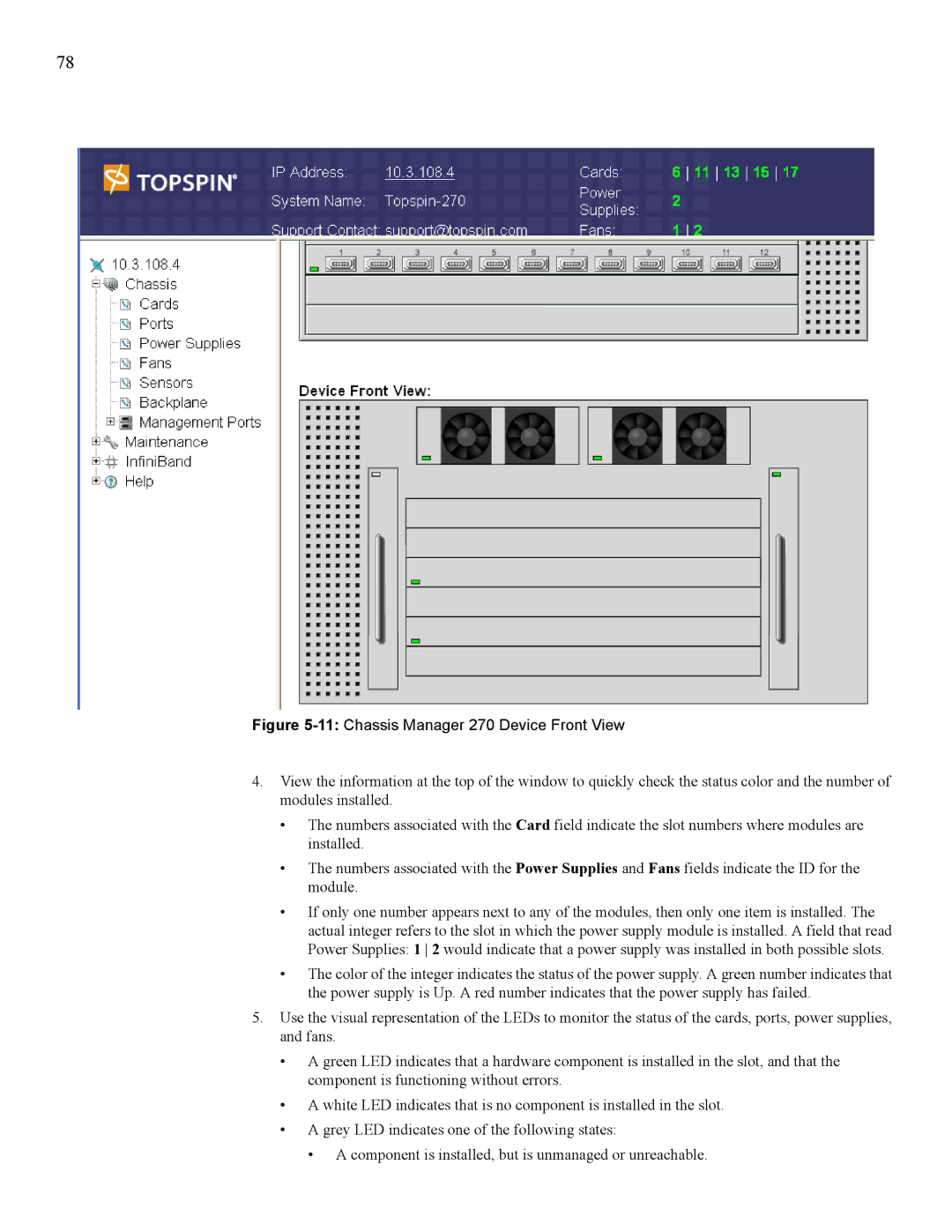 Cisco Systems SFS 7008 manual 11Chassis Manager 270 Device Front View 