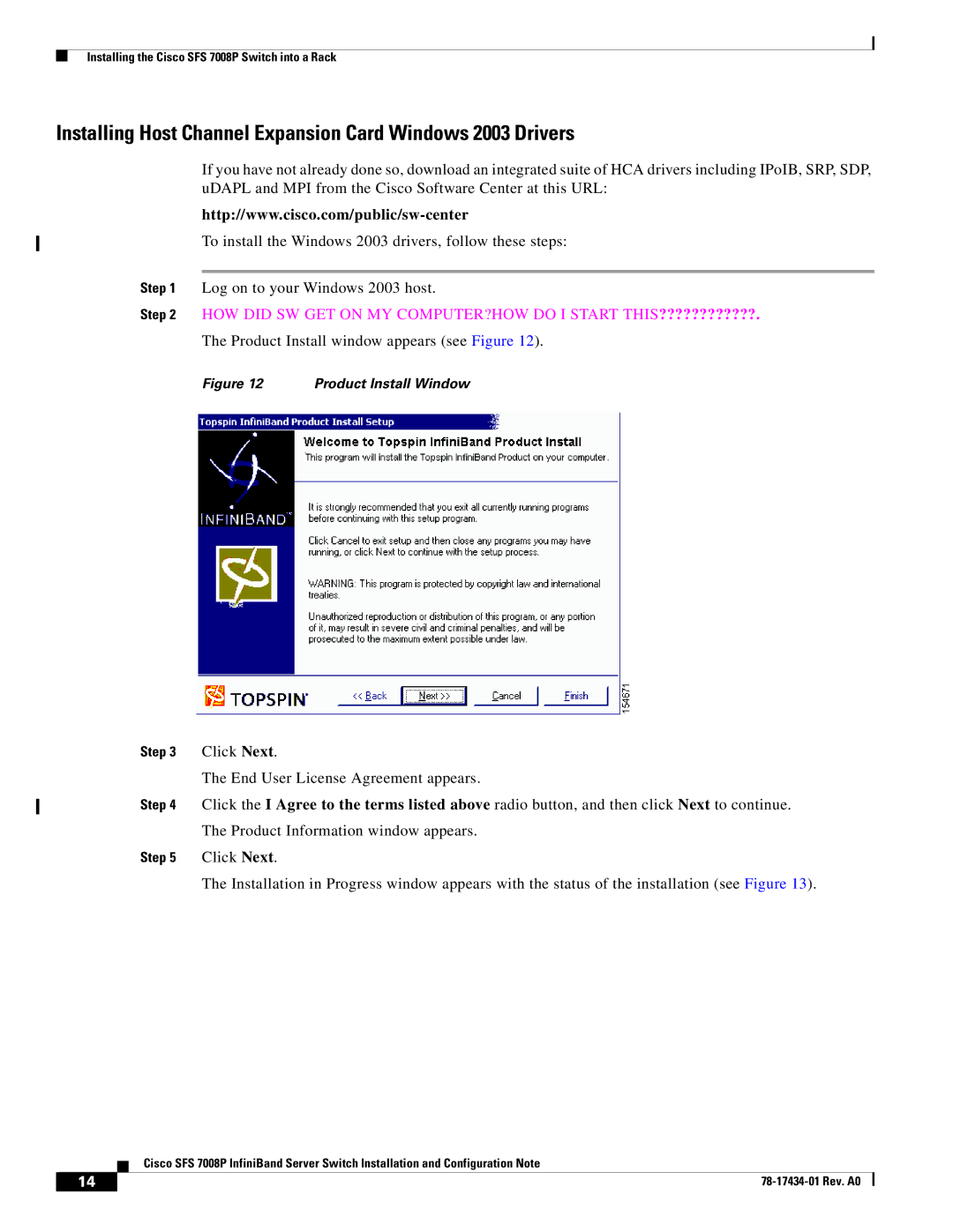 Cisco Systems SFS 7008P manual Installing Host Channel Expansion Card Windows 2003 Drivers 