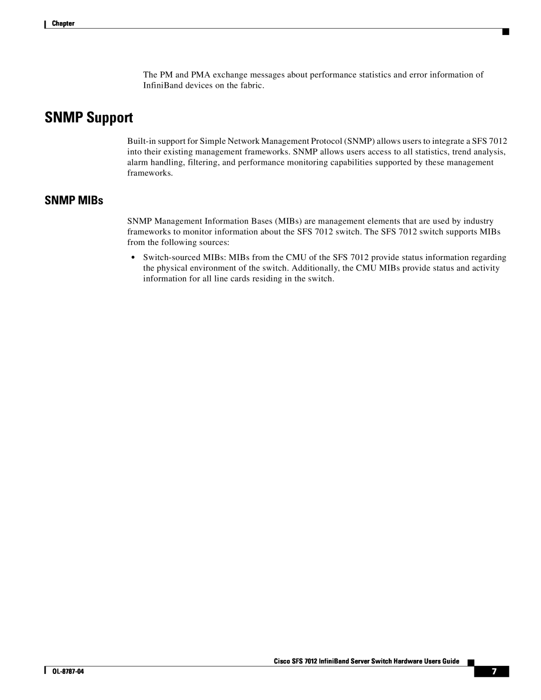 Cisco Systems SFS 7012 manual SNMP Support, SNMP MIBs 