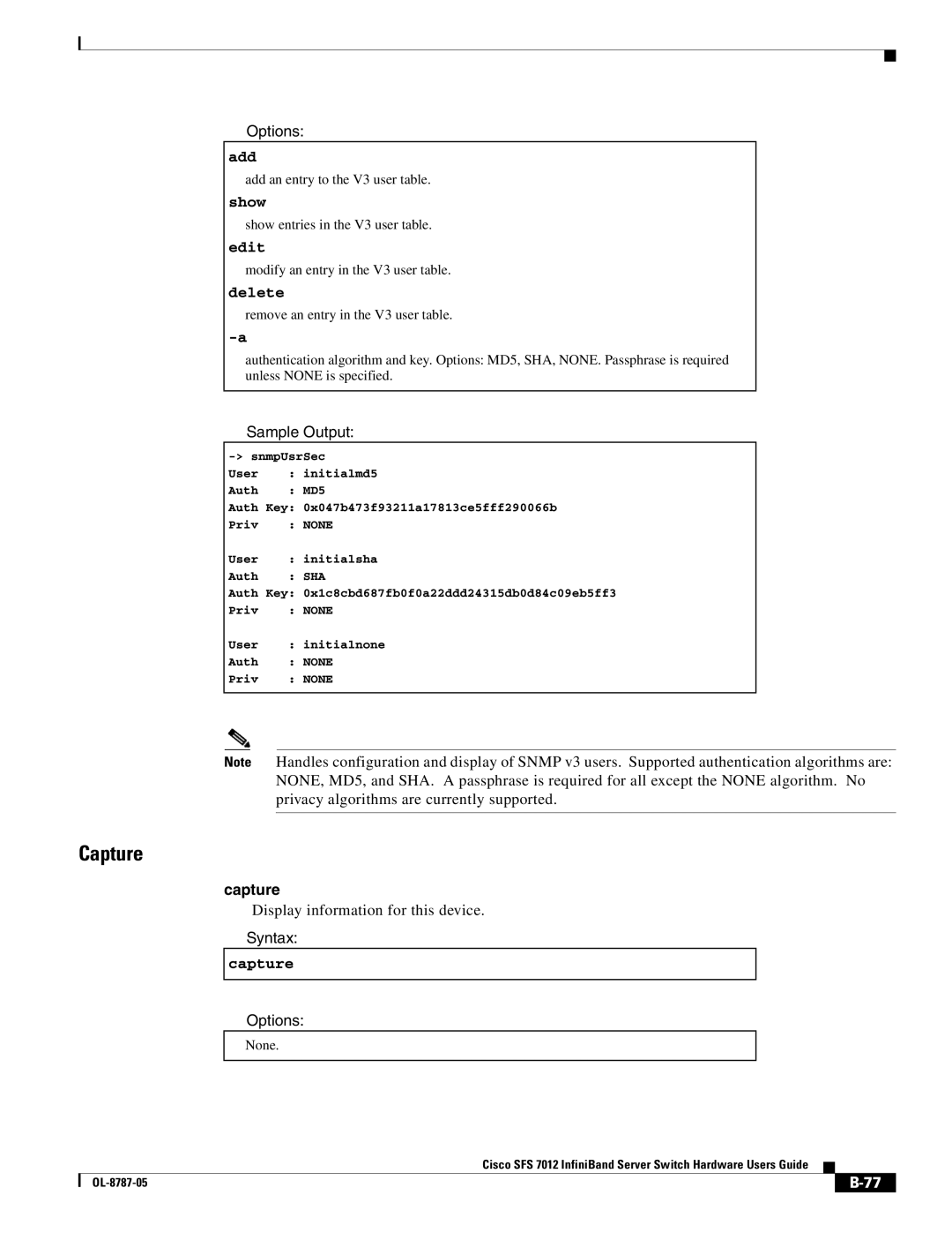 Cisco Systems SFS 7012 manual Capture 